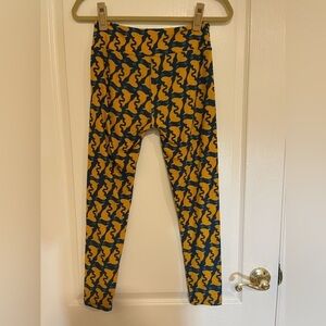 LuLaRoe blue and yellow fish leggings​​​​​​​​